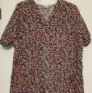 Peaches Scrub Top - XL - multicolored dots